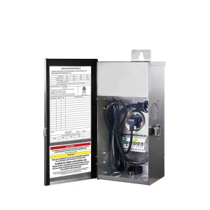 LT3150 ETL-Listed 150W Multi-Tap Lighting Transformer 12-15V 120V Input 304 Stainless Steel Finish for Garden Lighting