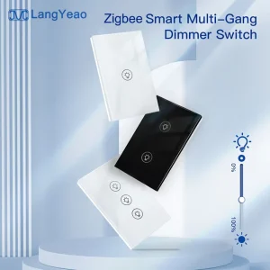 LangYeao 1 2 3 Gang Tuya Zigbee Smart Dimmer Switch US Standard 1% 100% Stepless Dimming Works with Alexa Google Home