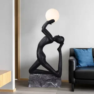 Large Abstract Lady Sculpture in Fiberglass and Resin LED Light Floor Lamp for Courtyard Hotel Decorations