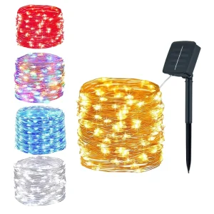 Led Outdoor Solar Lamp String Lights 10m 12m 22m 100led Pink 2700K Warm White Fairy Holiday Christmas Party Garland Solar Garden