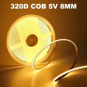 Led Strip Light DC 5V 320LEDs m High Efficiency COB LED Strips 8MM IP20 Indoor Cabinet TV Background Decorative Led Light