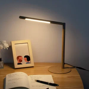 Led Wood Color Touch Control Dimmable 3 Color Temperature Battery Powered Portable Bedroom Office Eye Care Metal Desk Lamp