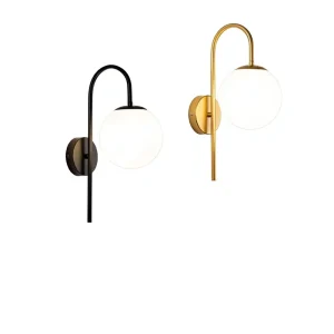 Light Luxury American Style LED Wall Lamp with Glass Shade for Living Room Bedroom Hallway Entrance Lighting