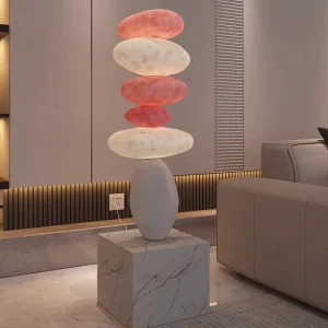 Light Luxury Asian LED Floor Lamp for Living Room & Office Bedroom Bedside Lamp with Adjustable Height and Warm White Light