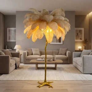 Light Luxury Bedroom Decor Standing Lights Modern Nordic Resin Led Feather Floor Lamp