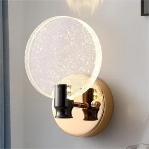 Light Luxury Crystal Bedroom Bedside Lamp LED Wall Light Creative Round Living Room Back Wall Light LED Wall Lamp