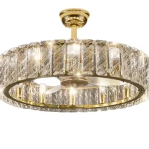 Light Luxury French Crystal LED Ceiling Fan Light for Living Room Dining Room Remote Control Surface Mounted