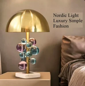 Light luxury modern minimalist creative colored marble crystal LED table lamp for living room study bedroom