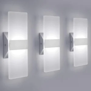Lightess Modern Wall Sconce up Down Wall Lights Acrylic LED Wall Lamp for Hallway Bedroom Corridor Cool White