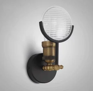 Lighting Fancy Creative Circle Glass Edison Bulb Black Vintage Brass Sconce Wall Lamp for Home Indoor Decor