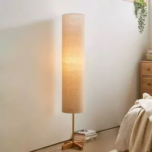 Living Room Bedroom Homestay Tea Room Zen Study Creative Solid Wood Standing Floor Lamp Beside the Sofa