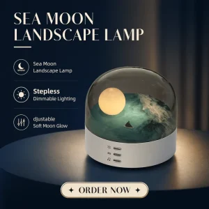 Living Room Decorative a Moon Rises From the Sea LED Night Lights New Modern Colored Dimmer LED Moon Table Lamp with Color Chang