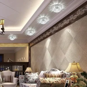 Living Room LED Recessed Crystal Downlight Ceiling Spotlight for Aisle, Corridor, and Home Use