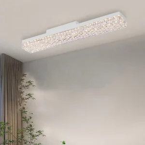 Long Crystal Strip LED Ceiling Light with E27 Socket, Triple-Color Dimming, and Linear Installation
