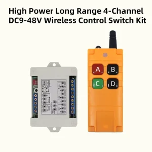 Long Range DC 9-48V Wireless Controller Switch with 433MHz Remote Control for Stage Lights and Fireworks Control Systems