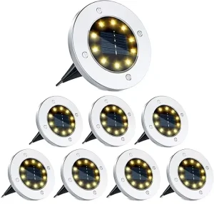 Long Working Time LED Solar Ground Garden Lights Outdoor 8 LED Solar Powered Disk Lights Floor Spot Lamp Solar Step Lamp