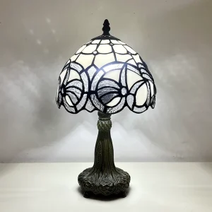 LongHuiJing 8 Inch Mediterranean for Style Hand Crafted Multicolored Stained Glass LED Eco Friendly Adjustable Table Lamp