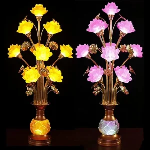 Lotus Table Lamp Buddha Lamp Colored LED Household Living Room Buddhist Temple Lamp