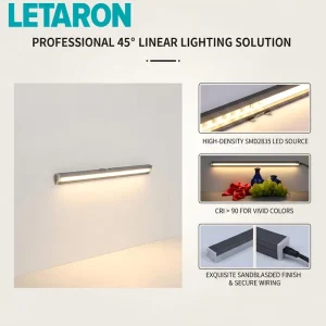 Low Glare 45-Degree Recessed LED Strip Light 10x10mm Slot Cabinet Display Under-Shelf Light