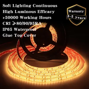 Low Voltage LED Strip Light 120 LEDs 3000K 4000K 6500K 8mm 10mm PCB Width IP65 Waterproof Tape Lamp 24V 12V Customizable Size and Color