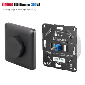 Luminans Multiway Control Wall Rotary Smart Zigbee LED Dimmer 300W Dimmer Switch for LED Lights
