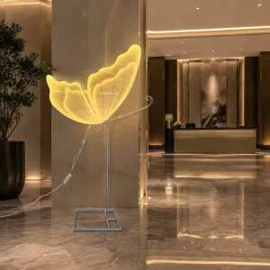 Luminous Mechanical Butterfly Wings Pendant, Iridescent Butterfly Light Lamp for Weddings and Stage Props