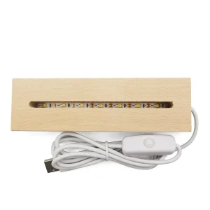 Luminous Modern Wooden Base Rectangular LED Night Light Table Lamp