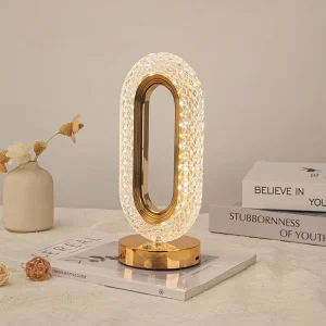 Luxurious Warm White Plug-In USB Charging LED Acrylic Transparent Middle Desk Lamp Modern Bedroom Light
