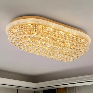 Luxurious living room ceiling lamp modern oval crystal dining room lamp villa household lighting fixtures