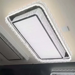 Luxury 200W Rectangular Crystal Ceiling Light 2.4GRemote Control Three Color Changing Modern LED Living Room Bedroom 110cm Large