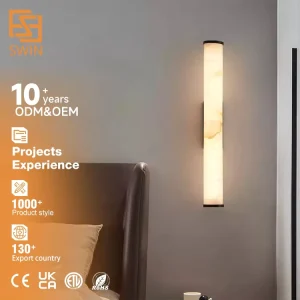 Luxury Bedroom Modern Interior Decoration Hotel Villa Living Room Corridor Creative Natural Copper Marble Wall Lamp