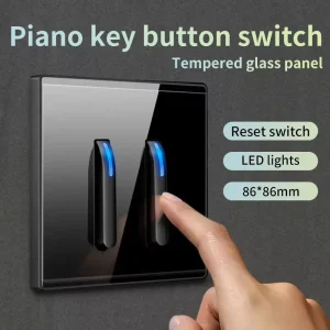 Luxury Black Plastic Piano Key Switch Socket 16A EU UK 86mm Standard Minimalist Style Bedroom Home Office Electric Wall Switch