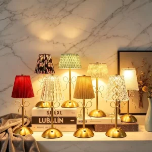 Luxury Bow Tie LED Table Lamp Rechargeable Touch Control Dimmable DIY Night Light for Bedroom & Living Room Available