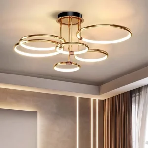 Luxury Chandelier Lampara Modern Minimalist 140W LED Ceiling Light 6 5 4 Circle Pendant for Living Room Headlight Pendant