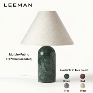Luxury Decor Green Marble Table Lamp Reading Light for Bedside Bedroom Study