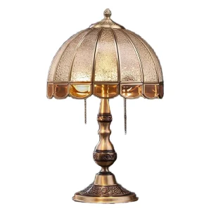 Luxury Electric Adjustable European Glass Shade Table Light Remote Control Dimmable Antique Brass Vintage Desk Lamp