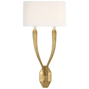 Luxury Golden Brass Linen Lamp Shade Wall Lamp Modern Living Room Bedroom Lighting Wall Lamp Fabric Shade Brass Wall Light