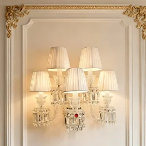 Luxury Indoor Decorative Living Room Modern Crystal Sconce Wall Lamp With Shade Corridor Bedroom Bedside Wall Light