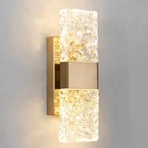 Luxury Light Luxury Design Models Water Pattern Bedroom Bedside Glass Wall Lamp Warm Living Room Background Crystal Wall Light