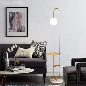 Luxury Marble Floor Task Lamp with Glass Shade Hid Light Source Adjustable Height Dimmable E27 Office Contemporary Design