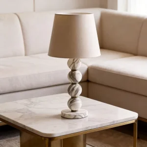 Luxury Marble Table Lamp Modern Stone Bedside Lamp Contemporary Living Room Decorative Lighting
