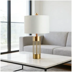 Luxury Mid Century Style Contemporary Openwork Gold Base Table Lamp for Living Room and Bedroom