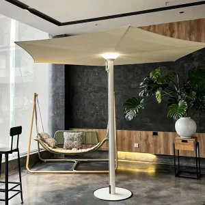 Luxury Milan Exhibition Floor Lamp Sun Umbrella Waterproof LED Light Eco Friendly Gym Outdoor Patio Beach Wedding