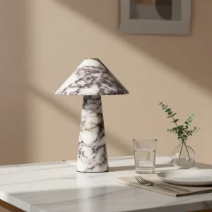 Luxury Modern Cordless Marble Mushroom Table Lamp for Living Room Bedroom Decorative Night Lighting
