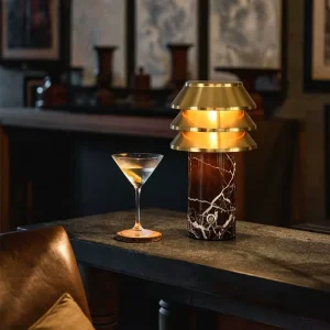 Luxury Modern Cordless Marble Table Lamp Mushroom Metal Lamp Shade for Living Room Coffee Shop Decorative Table Light
