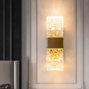 Luxury Modern Crystal Wall Lamp with LED Dimmable Surface Mounted for Bedroom and Living Room Water Pattern Design