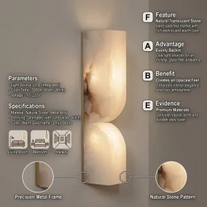 Luxury Natural Marble Brass Wall Lamp Copper E26 for Hotel Homestay Bedroom Living Room Indoor Lighting