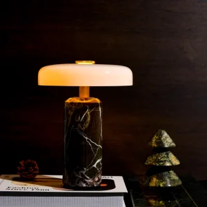 Luxury Natural Violet Vein Marble Table Lamp Modern Minimalist LED Desk Lamp for Bedroom Living Room Office Home Decor