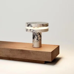 Luxury Post Modern Table Lamp in Solid Marble Sleek Architectural Piece for Designer Showrooms and Five Star Bedrooms