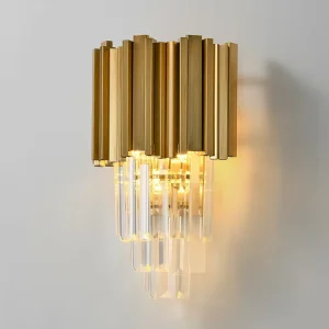Luxury Stainless Steel K9 Crystal Wall Lamp with LED Light for Living Room Bedroom Hotel Aisle Bedroom Bedside